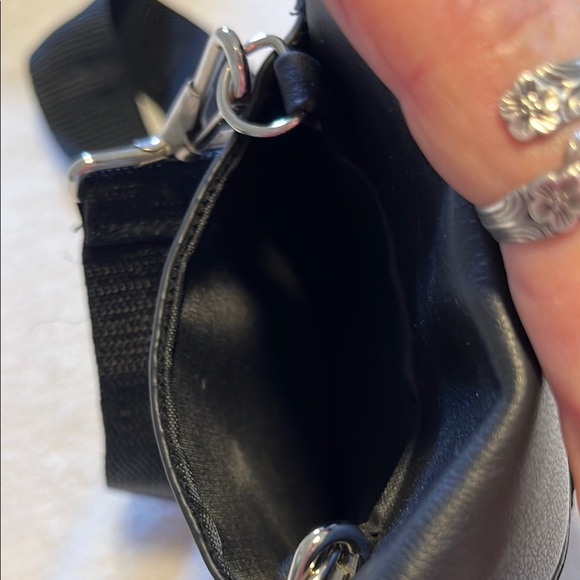 Artistic Black and Pink Crossbody Bag with Butterfly Design - Picture 4 of 9